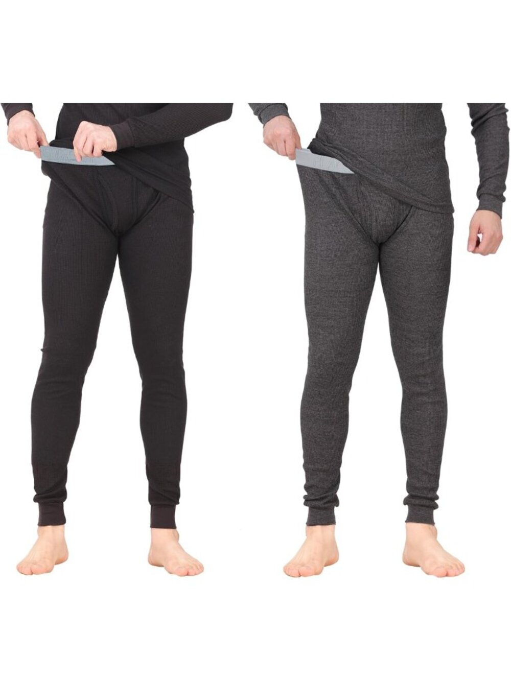 Men's Thermal Long Johns - Cotton Blend Waffle Knit Base Layer Pants for Cold
